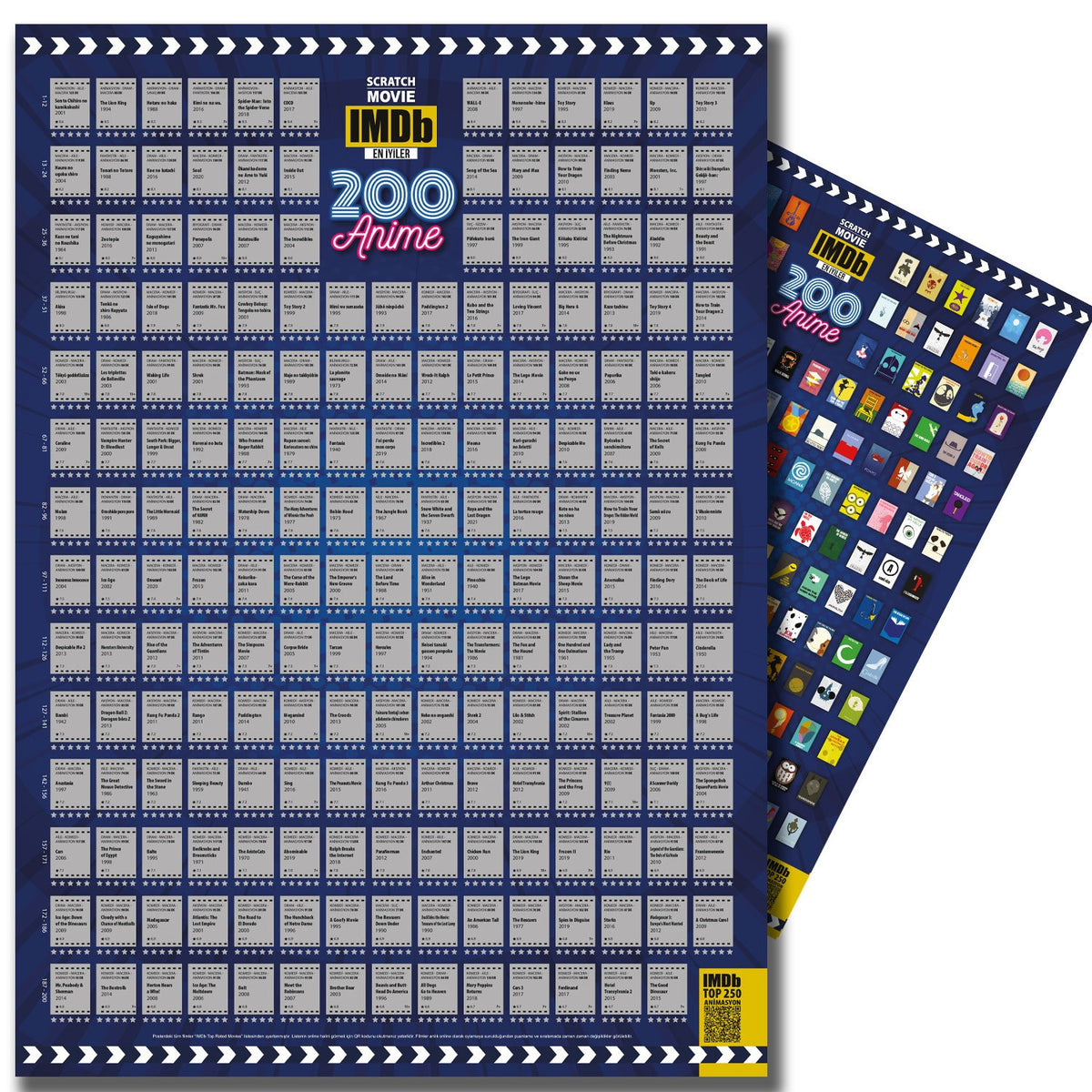 IMDB 200 Animasyon Kazı İzle Kazınabilir En İyi 200 Animasyon Posteri Tüm Zamanların En İyileri XL