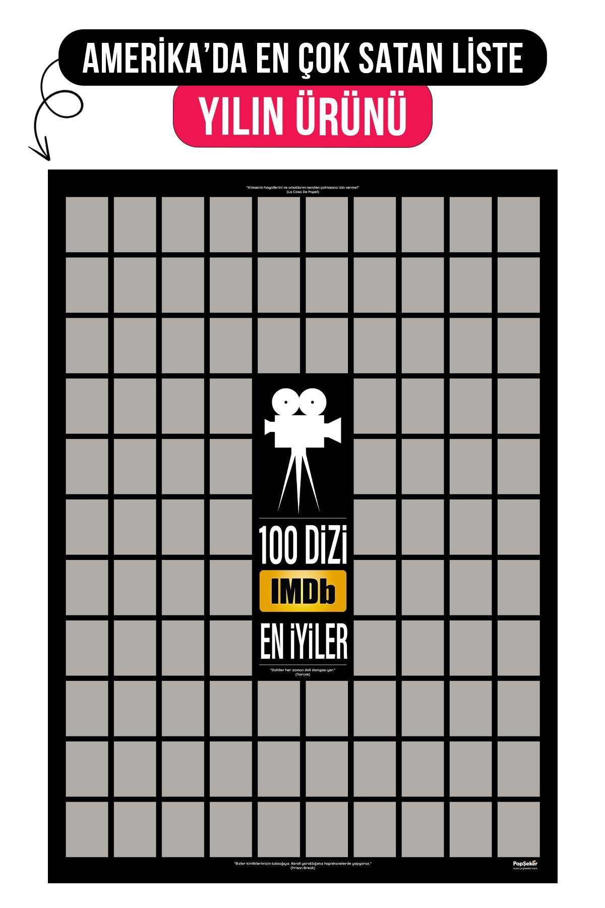 Imdb Top 100 Kazıkazan Dizi Posteri, Kazınabilir Poster, En Iyi 100 Dizi Kolay Kazıma Yeni Versiyon