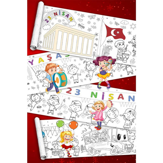 23 Nisan Çocuk Bayramı Dev Boyama Kağıdı Boyama Rulosu Büyük Boy 5 Metre