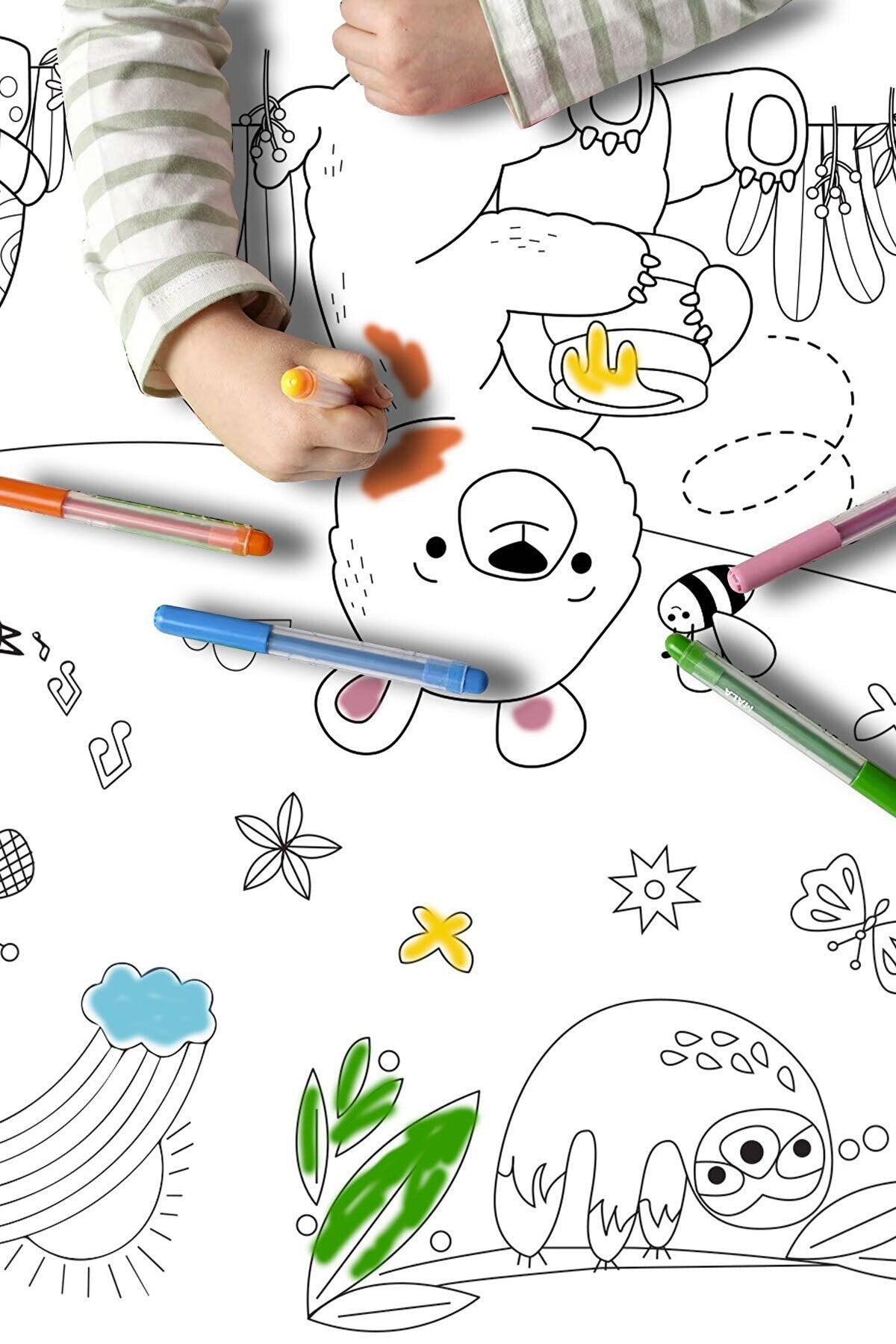 Sevimli Dostlar Hayvanlar Alemi Dev Boyama Kağıdı Boyama Rulosu Büyük Boy 5 Metre