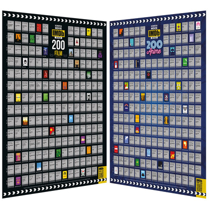 Kazı İzle IMDB 200 Anime + 200 Film Tüm  Zamanların En İyi 400 Filmi 2li Poster Seti Dev Boy XL