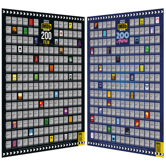 Kazı İzle IMDB 200 Anime + 200 Film Tüm  Zamanların En İyi 400 Filmi 2li Poster Seti Dev Boy XL