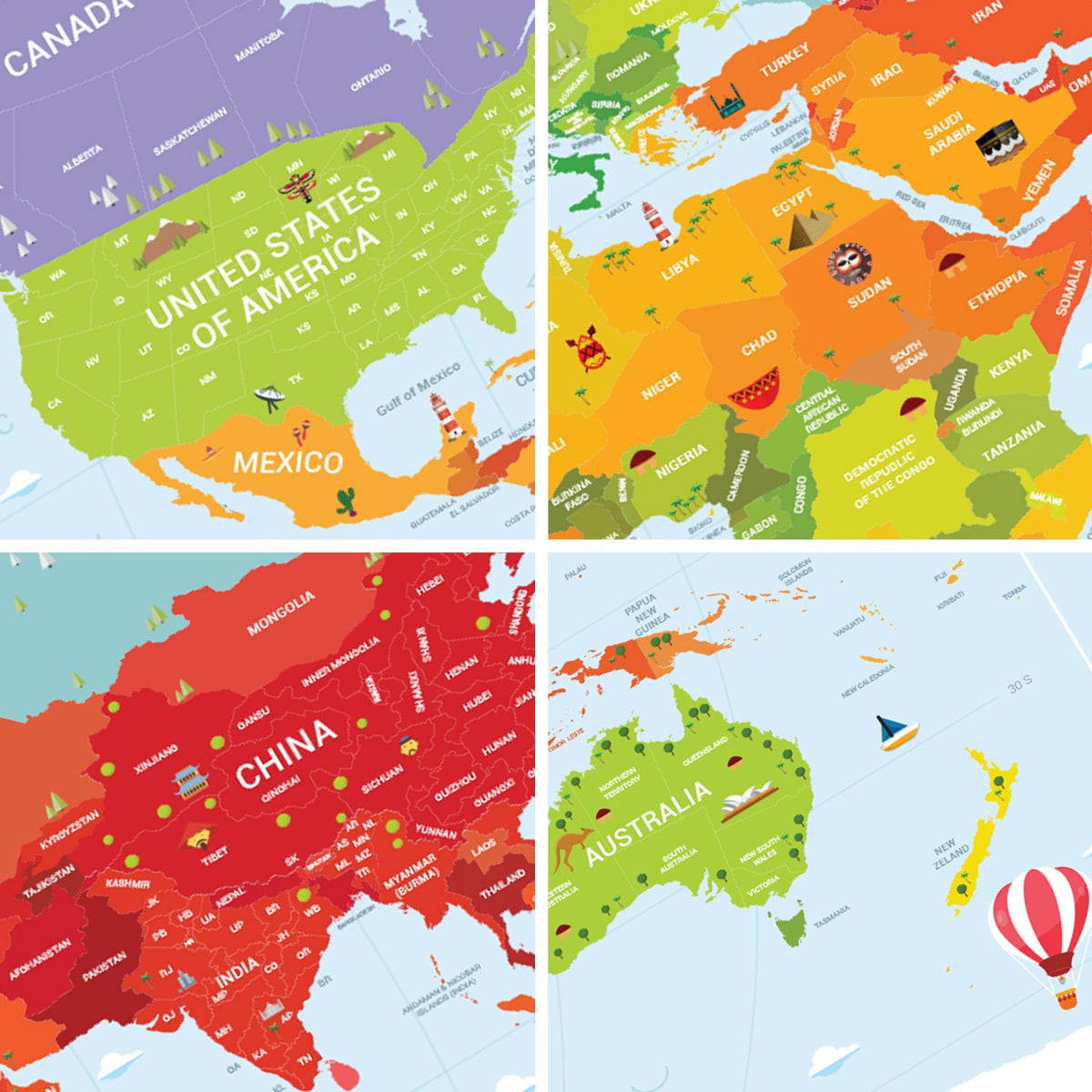 Scratch Map Kids Eyaletli Kazınabilir Çocuk Dünya Haritası En Büyük Boy 70×100 Türkiye’de Tek