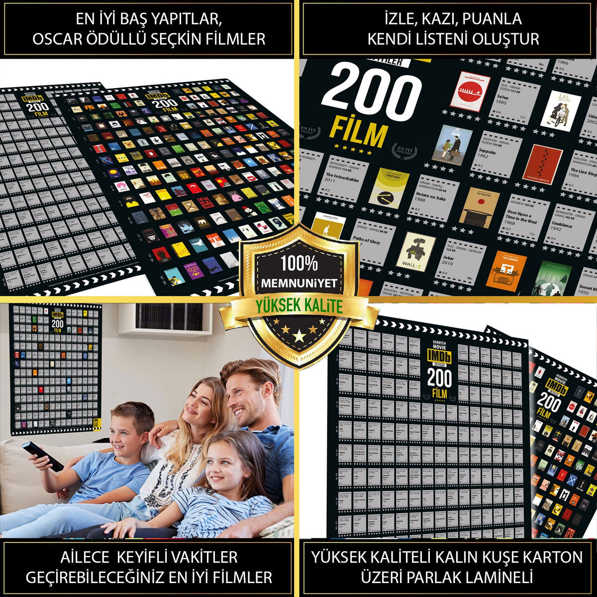 IMDB 200 Kazı İzle Kazınabilir En İyi 200 Film Posteri Tüm Zamanların En İyileri Dev Boy XL