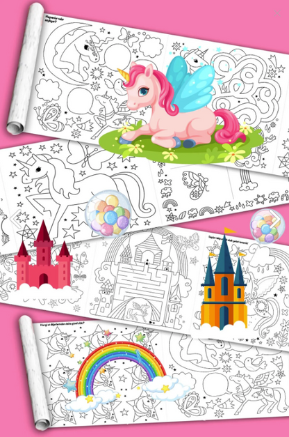 Unicorn Magic Tek Boynuzlu At Dev Boyama Kağıdı Boyama Rulosu Büyük Boy 5 Metre