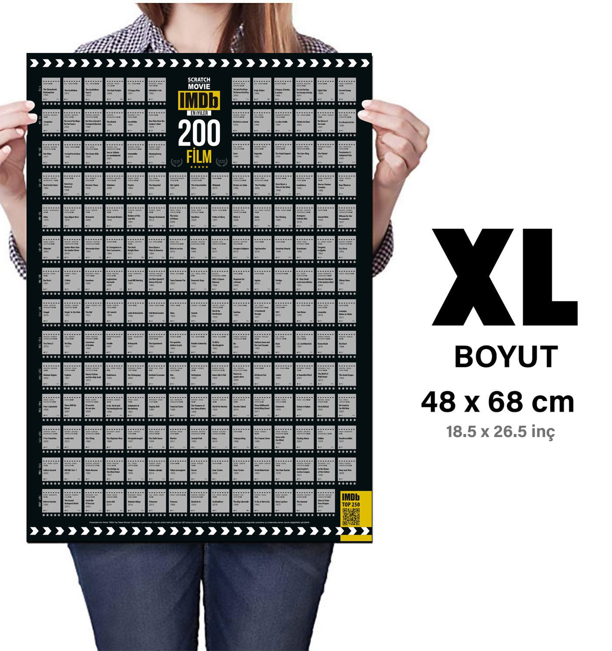Kazı İzle IMDB 200 Anime + 200 Film Tüm  Zamanların En İyi 400 Filmi 2li Poster Seti Dev Boy XL