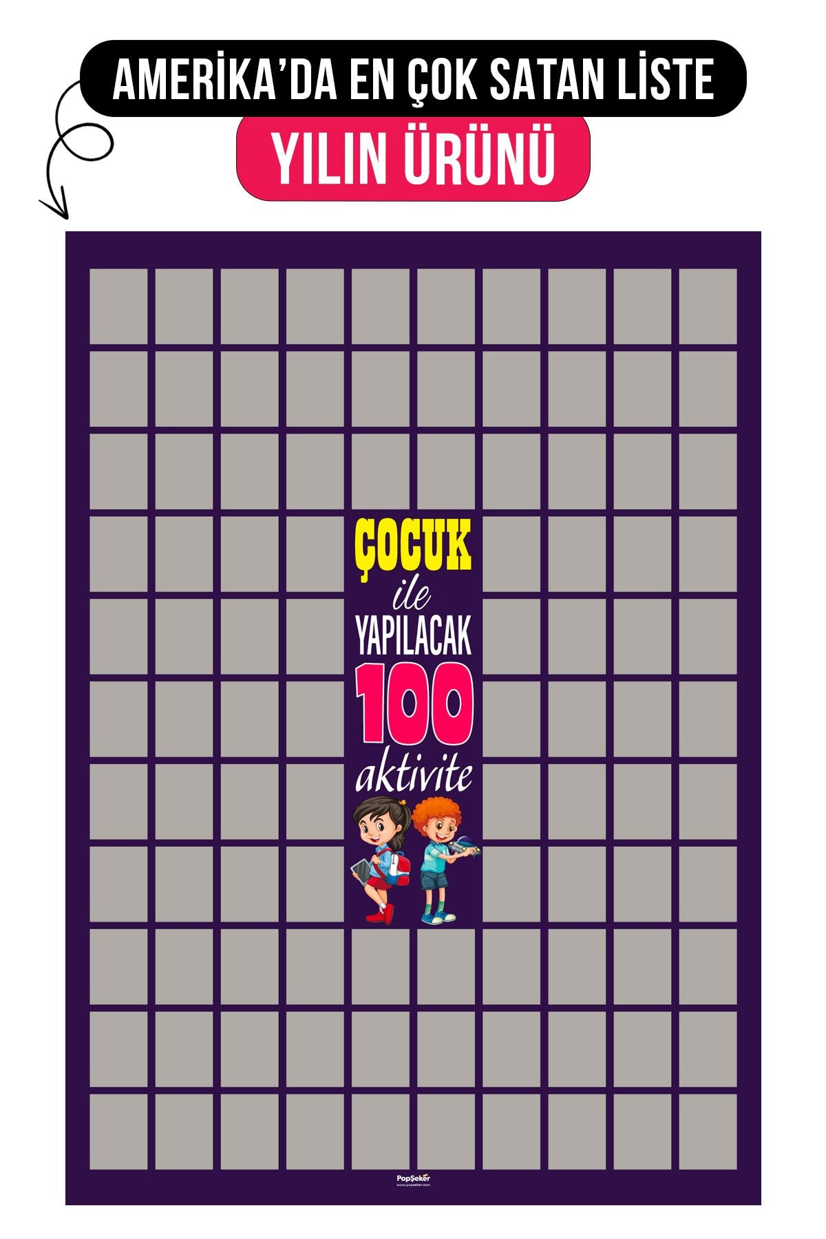 Çocuk Ile Yapılacak 100 Aktivite Kazıkazan Poster Çocuk Hediye Aktivite, Kolay Kazıma