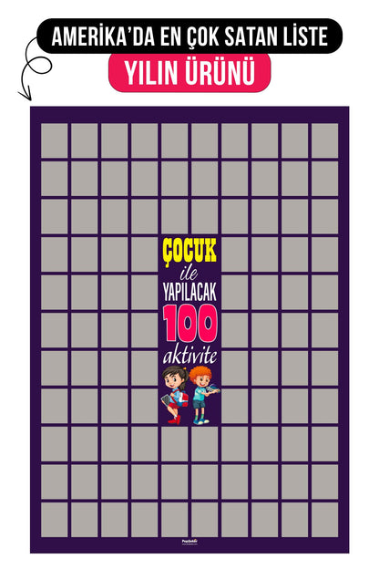 Çocuk Ile Yapılacak 100 Aktivite Kazıkazan Poster Çocuk Hediye Aktivite, Kolay Kazıma
