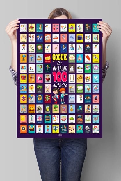 Çocuk Ile Yapılacak 100 Aktivite Kazıkazan Poster Çocuk Hediye Aktivite, Kolay Kazıma