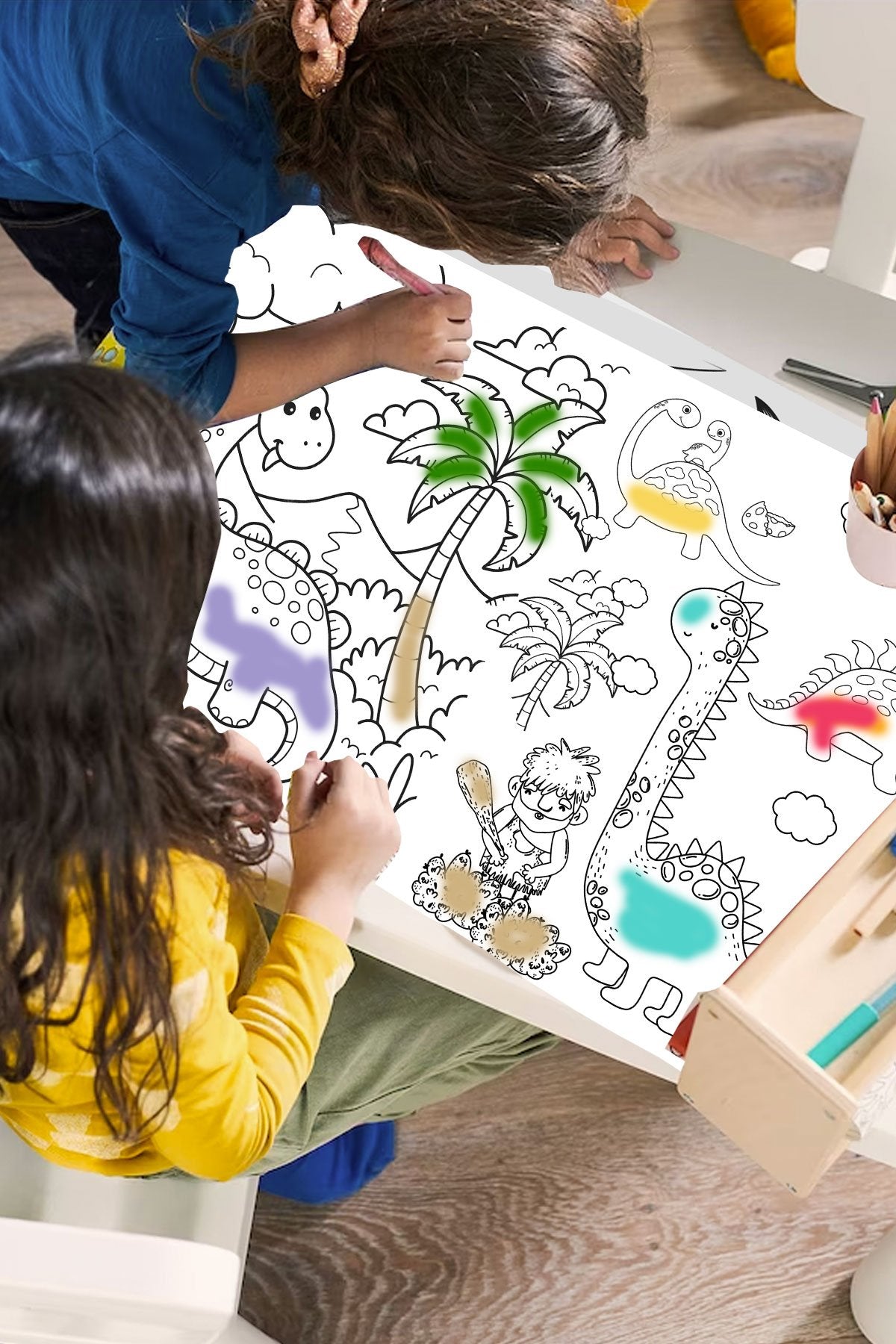 Dinazorlar Devri Sevimli Dinazorlar Dev Boyama Kağıdı Boyama Rulosu Büyük Boy 5 Metre