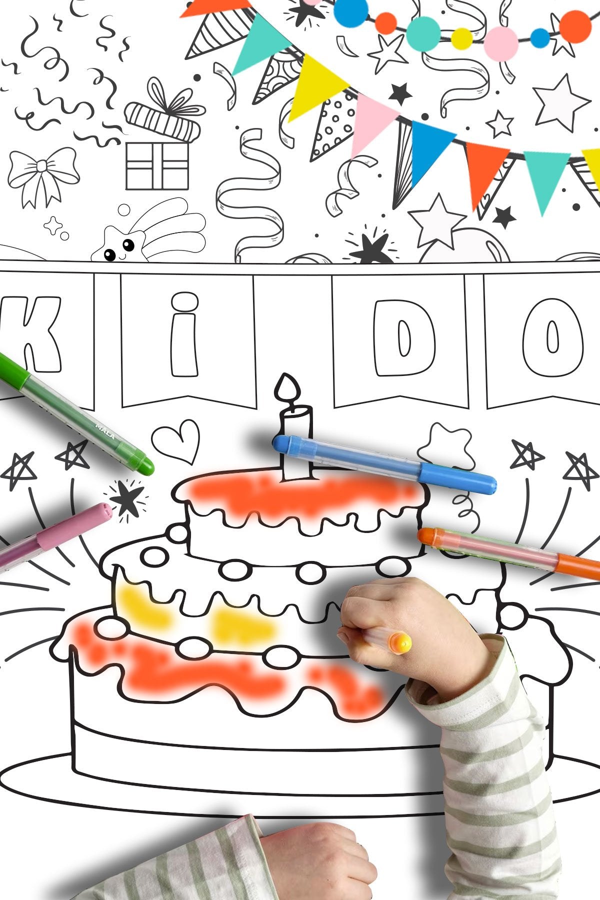 Doğum Günü Temalı Dev Boyama Kağıdı Boyama Rulosu Büyük Boy 5 Metre