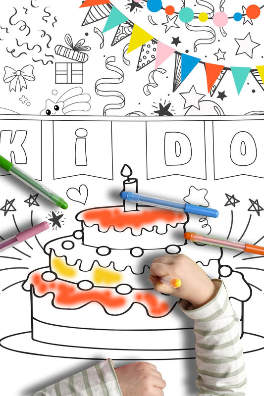 Doğum Günü Temalı Dev Boyama Kağıdı Boyama Rulosu Büyük Boy 5 Metre