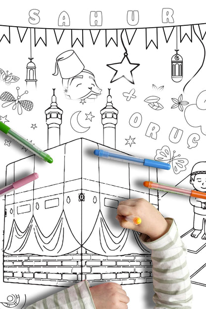 Ramazan Ayı Oruç Temalı Dev Boyama Kağıdı Çocuk Boyama Rulosu Büyük Boy 5 Metre