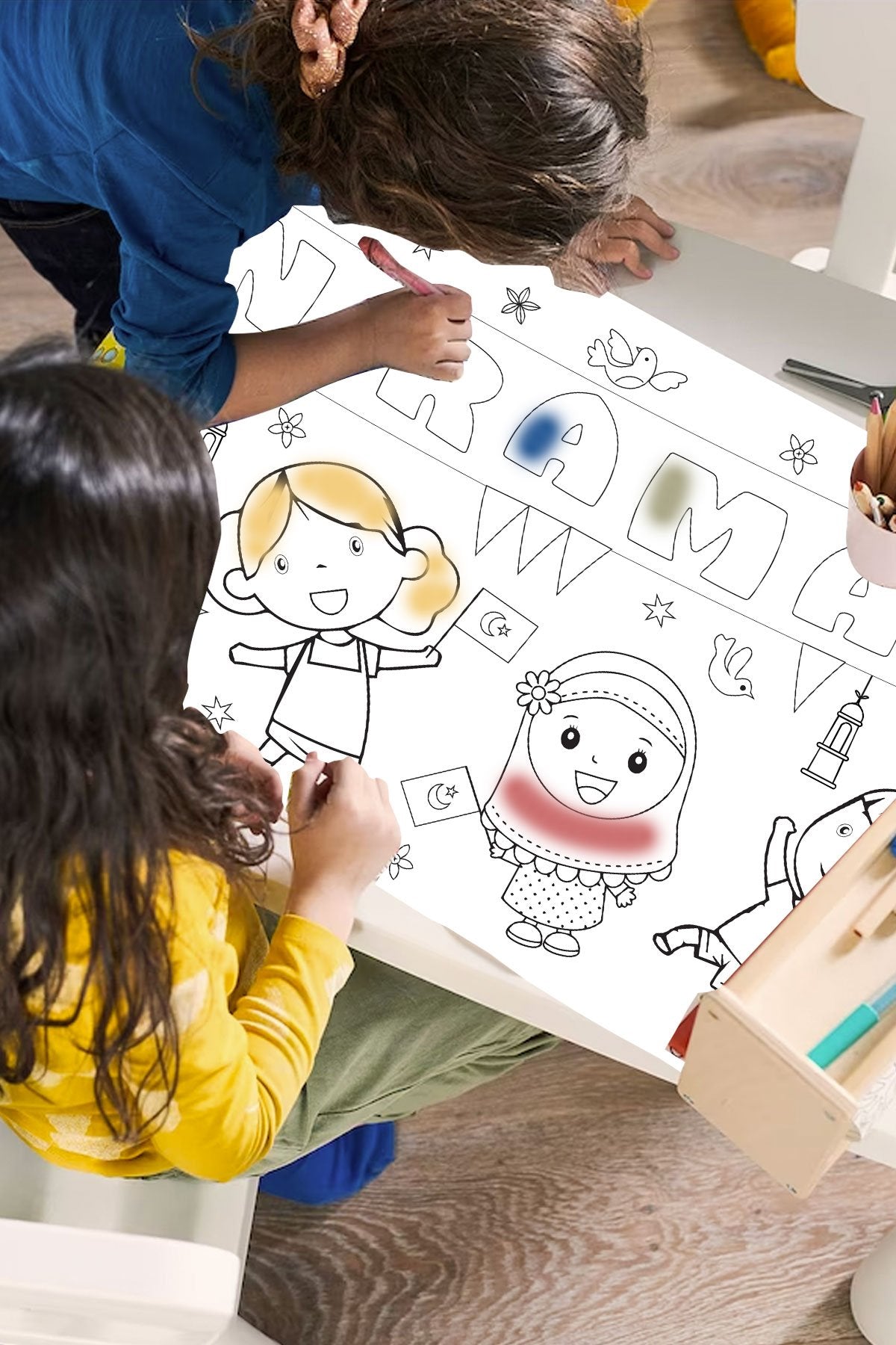 Ramazan Ayı Oruç Temalı Dev Boyama Kağıdı Çocuk Boyama Rulosu Büyük Boy 5 Metre