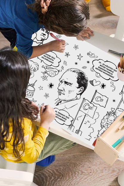 Atatürk, Milli Bayramlar, Kahramanlık Dev Boyama Kağıdı Boyama Rulosu Büyük Boy 5 Metre