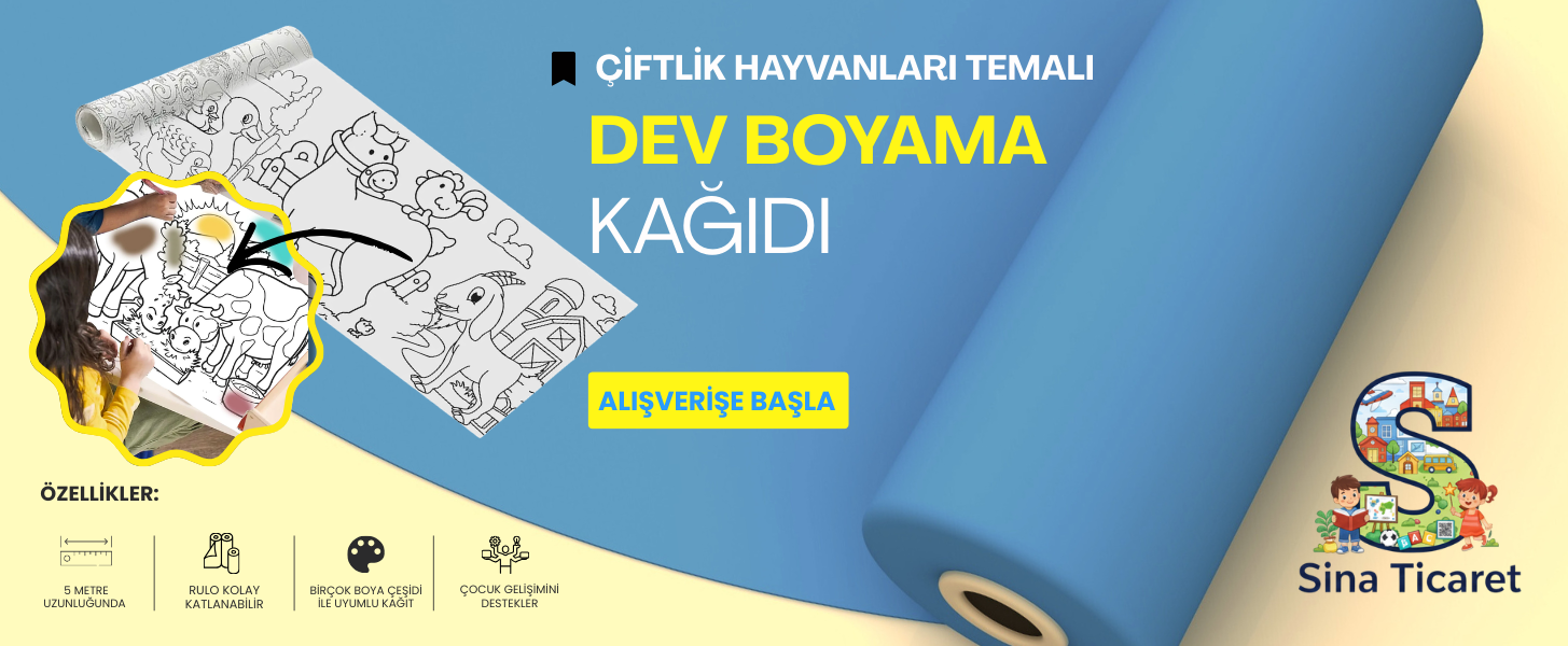 ÇİFTLİK HAYVANLARI TEMALI Dev Boyama Ruloları