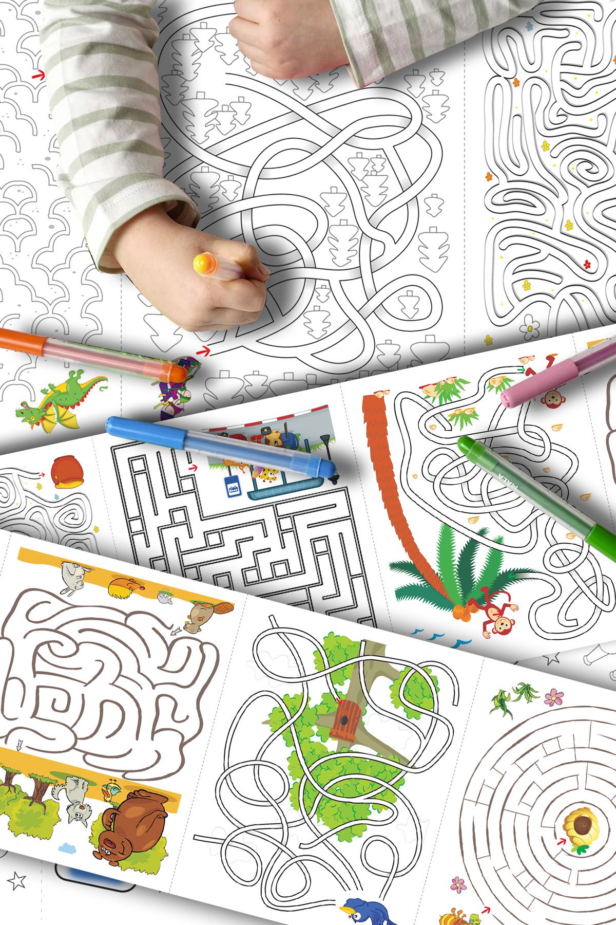 Labirentler Rulosu Görsel Motor Algısal Beceri Konsantrasyon Gelişimi Dev Rulo 10 Metre - Görsel 3