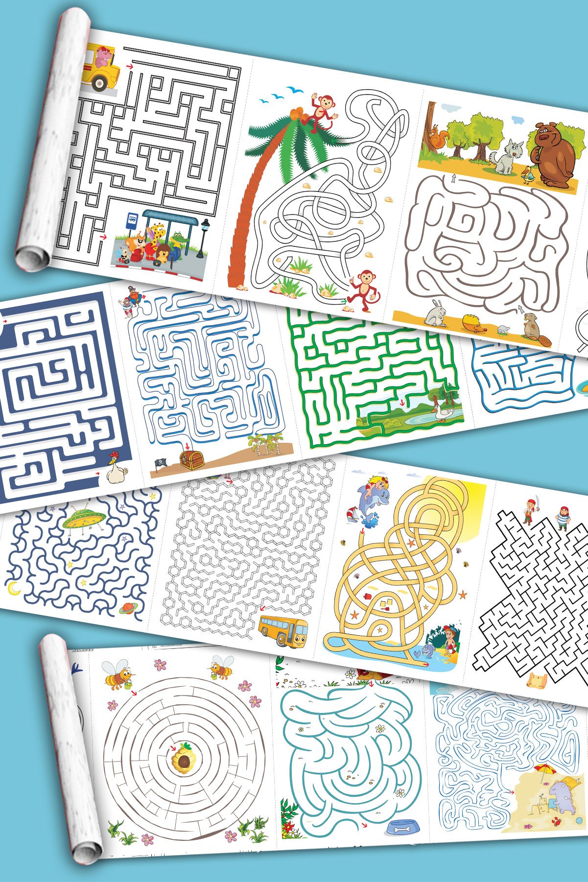 Labirentler Rulosu Görsel Motor Algısal Beceri Konsantrasyon Gelişimi Dev Rulo 10 Metre - Görsel 2